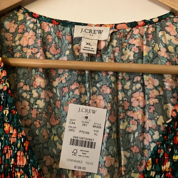 JCrew Factory V Neck Smocked Midi Dress - Picture 4 of 4